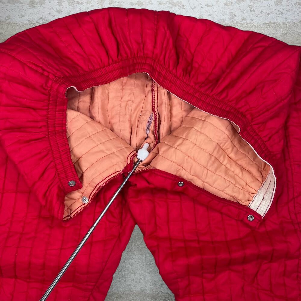 True Vintage 60s Snow Pants 34x30 Baggy Taper Fit Crimson Red Insulated - Picture 6 of 6